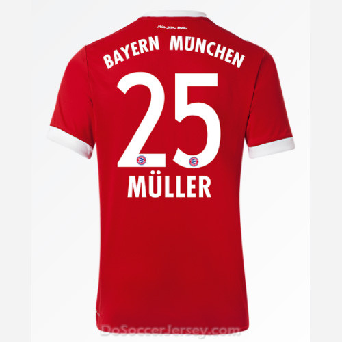 Bayern Munich 2017/18 Home Müller #25 Shirt Soccer Jersey - Click Image to Close