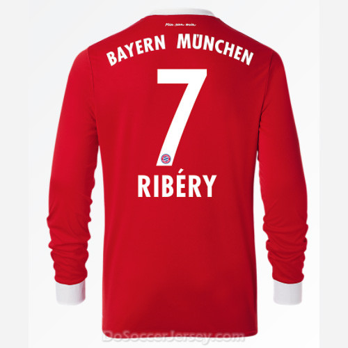Bayern Munich 2017/18 Home Ribéry #7 Long Sleeved Soccer Shirt - Click Image to Close
