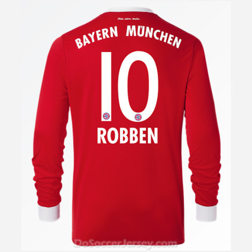 Bayern Munich 2017/18 Home Robben #10 Long Sleeved Soccer Shirt - Click Image to Close