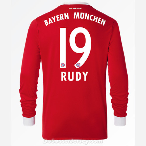Bayern Munich 2017/18 Home Rudy #19 Long Sleeved Soccer Shirt - Click Image to Close
