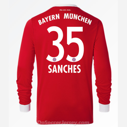 Bayern Munich 2017/18 Home Sanches #35 Long Sleeved Soccer Shirt - Click Image to Close