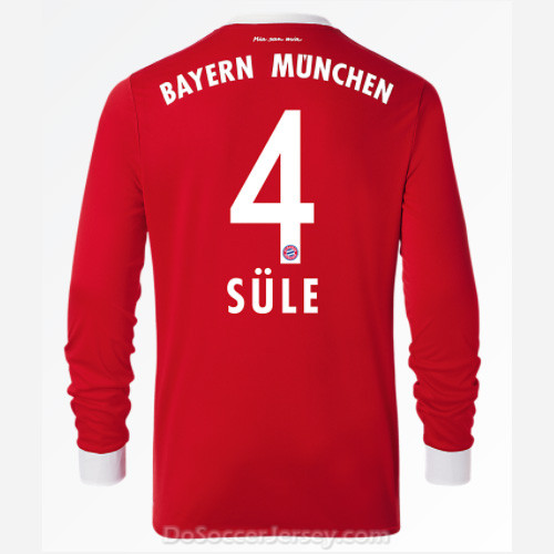 Bayern Munich 2017/18 Home Süle #4 Long Sleeved Soccer Shirt - Click Image to Close