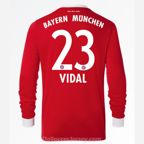 Bayern Munich 2017/18 Home Vidal #23 Long Sleeved Soccer Shirt - Click Image to Close