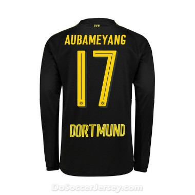 Borussia Dortmund 2017/18 Away Aubameyang #17 Long Sleeve Soccer Shirt