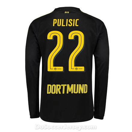 Borussia Dortmund 2017/18 Away Pulisic #22 Long Sleeve Soccer Shirt - Click Image to Close