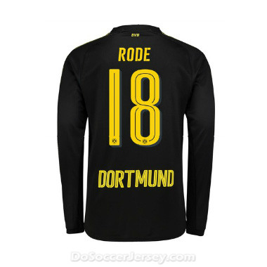 Borussia Dortmund 2017/18 Away Rode #18 Long Sleeve Soccer Shirt