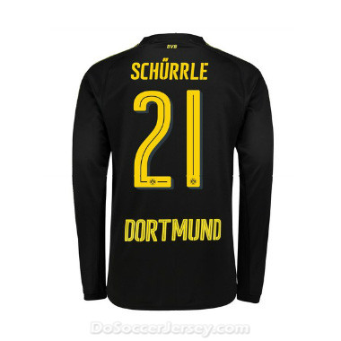 Borussia Dortmund 2017/18 Away Schürrle #21 Long Sleeve Soccer Shirt - Click Image to Close