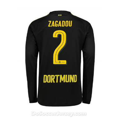 Borussia Dortmund 2017/18 Away Zagadou #2 Long Sleeve Soccer Shirt