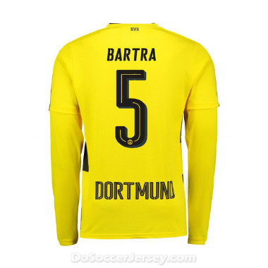 Borussia Dortmund 2017/18 Home Bartra #5 Long Sleeve Soccer Shirt