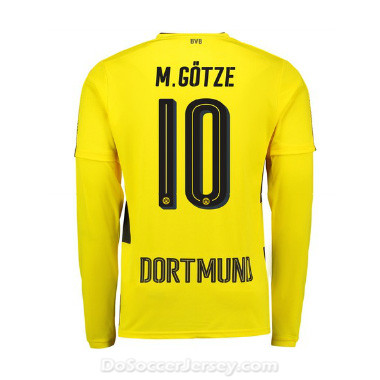 Borussia Dortmund 2017/18 Home Götze #10 Long Sleeve Soccer Shirt