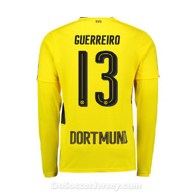 Borussia Dortmund 2017/18 Home Guerreiro #13 Long Sleeve Soccer Shirt