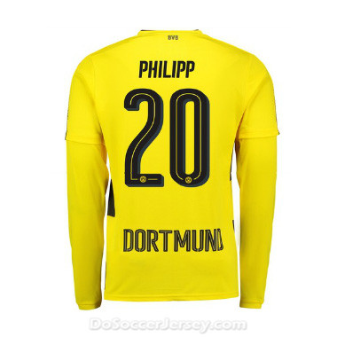 Borussia Dortmund 2017/18 Home Philipp #20 Long Sleeve Soccer Shirt