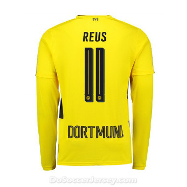 Borussia Dortmund 2017/18 Home Reus #11 Long Sleeve Soccer Shirt