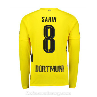 Borussia Dortmund 2017/18 Home Sahin #8 Long Sleeve Soccer Shirt