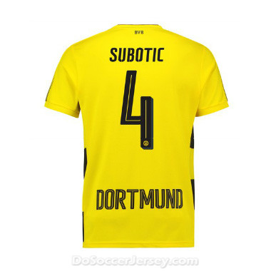 Borussia Dortmund 2017/18 Home Subotic #4 Shirt Soccer Jersey