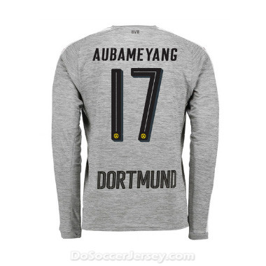 Borussia Dortmund 2017/18 Third Aubameyang #17 Long Sleeve Soccer Shirt - Click Image to Close