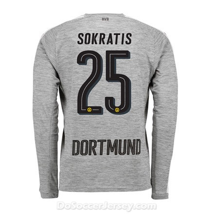 Borussia Dortmund 2017/18 Third Sokratis #25 Long Sleeve Soccer Shirt - Click Image to Close