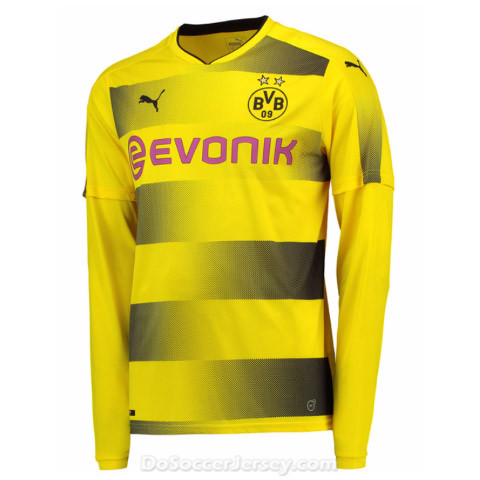 Borussia Dortmund 2017/18 Home Long Sleeved Shirt Soccer Jersey