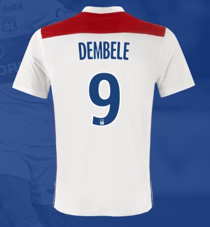 Olympique Lyonnais 2018/19 DEMBELE 9 Home Shirt Soccer Jersey - Click Image to Close