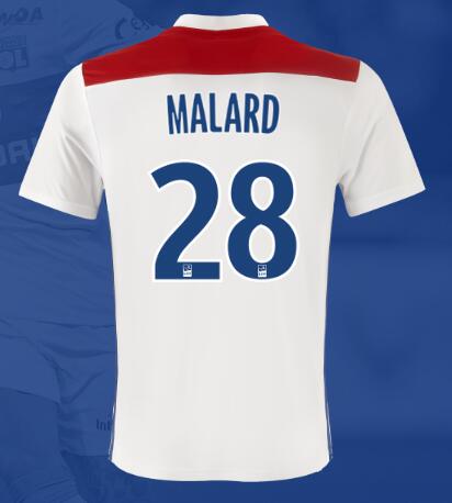 Olympique Lyonnais 2018/19 MALARD 28 Home Shirt Soccer Jersey - Click Image to Close