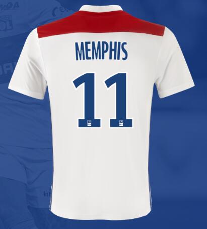Olympique Lyonnais 2018/19 MEMPHIS 11 Home Shirt Soccer Jersey - Click Image to Close