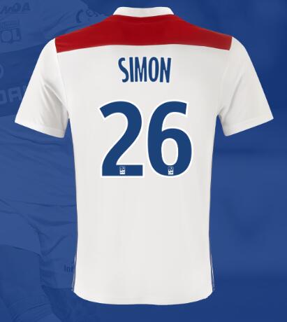 Olympique Lyonnais 2018/19 SIMON 26 Home Shirt Soccer Jersey - Click Image to Close