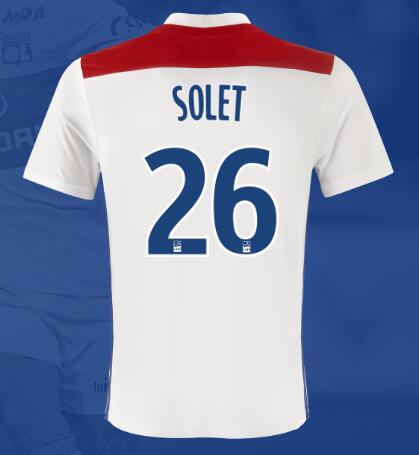 Olympique Lyonnais 2018/19 SOLET 26 Home Shirt Soccer Jersey - Click Image to Close