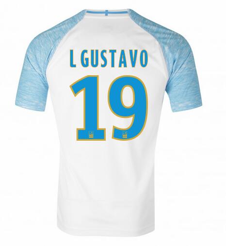Olympique de Marseille 2018/19 L GUSTAVO 19 Home Shirt Soccer Jersey - Click Image to Close