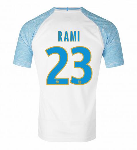 Olympique de Marseille 2018/19 RAMI 23 Home Shirt Soccer Jersey - Click Image to Close