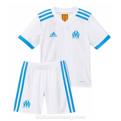 Olympique de Marseille 2017/18 Home Kids Kit Children Shirt And Shorts - Click Image to Close