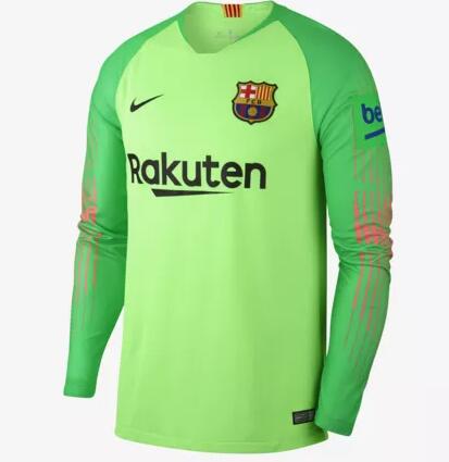 Barcelona 2018/19 Green Goalkeeper Long Sleeve Soccer Jersey - Click Image to Close