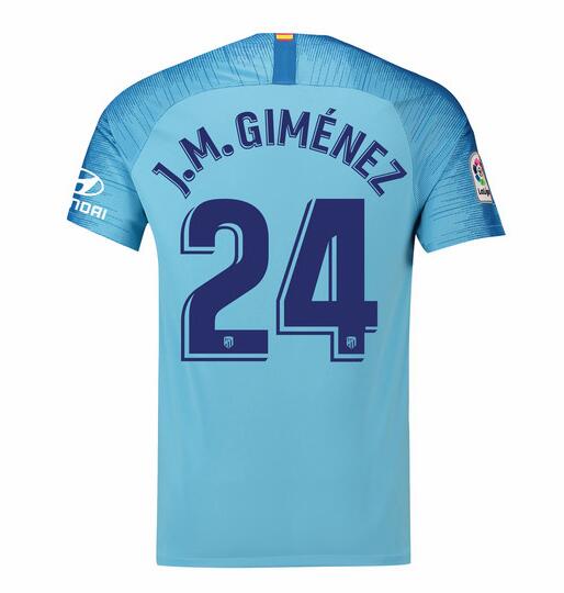 Atletico Madrid 2018/19 J.M. Giménez 24 Away Shirt Soccer Jersey - Click Image to Close