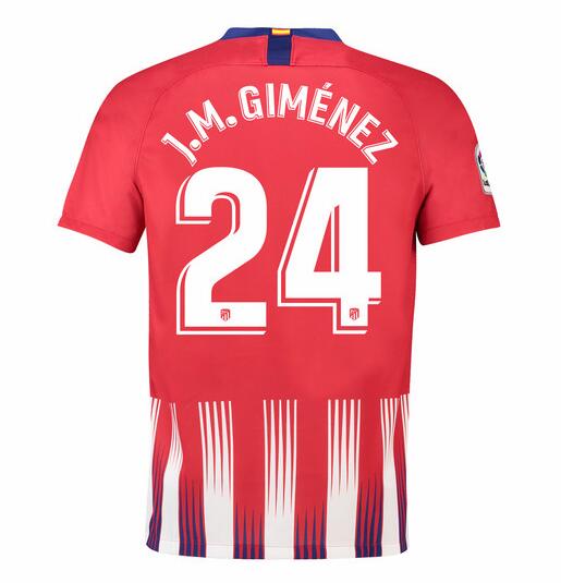 Atletico Madrid 2018/19 J.M. Giménez 24 Home Shirt Soccer Jersey - Click Image to Close