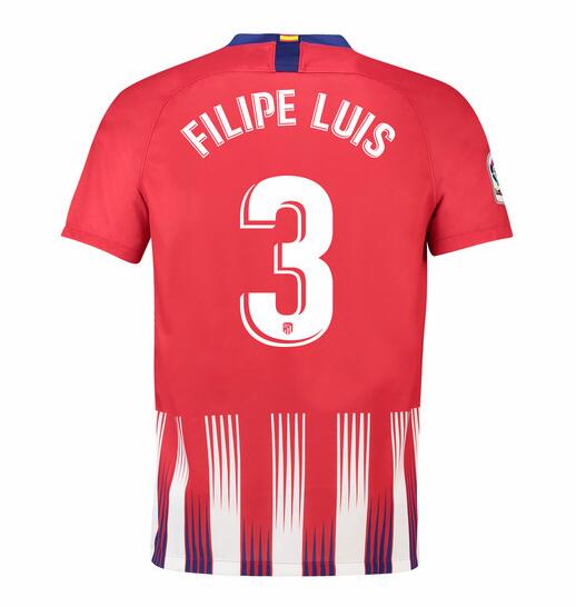 Atletico Madrid 2018/19 Filipe Luis 3 Home Shirt Soccer Jersey - Click Image to Close