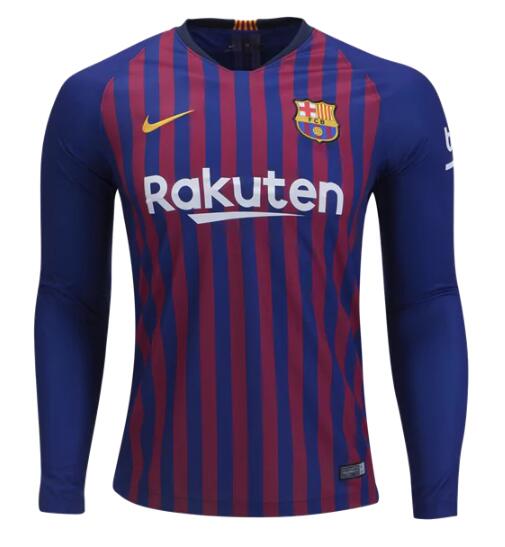 Barcelona 2018/19 Home Long Sleeve Shirt Soccer Jersey - Click Image to Close