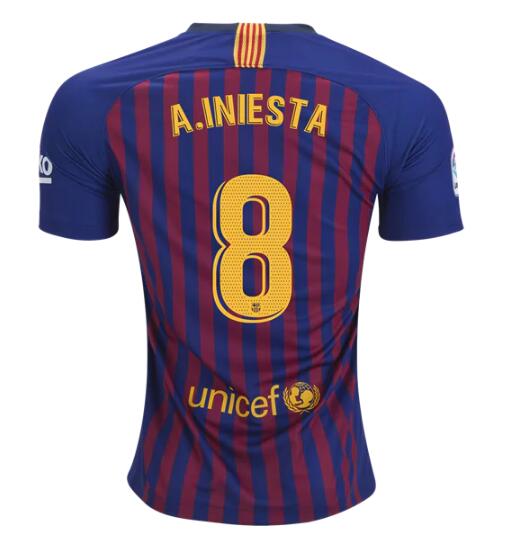 Barcelona 2018/19 Home Iniesta 8 Shirt Soccer Jersey - Click Image to Close