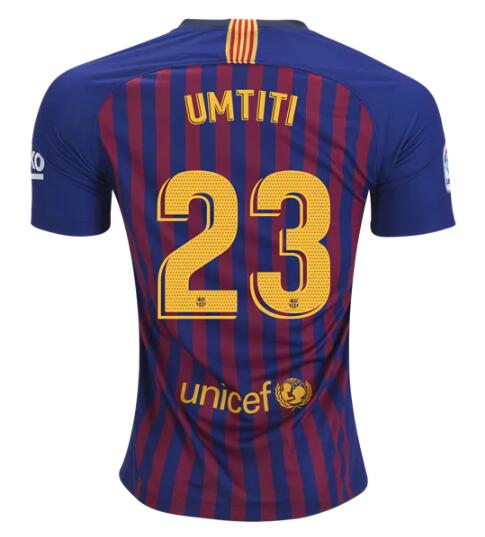 Barcelona 2018/19 Home Umtiti 23 Shirt Soccer Jersey - Click Image to Close