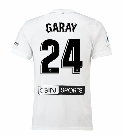 Valencia 2018/19 GARAY 24 Home Shirt Soccer Jersey - Click Image to Close