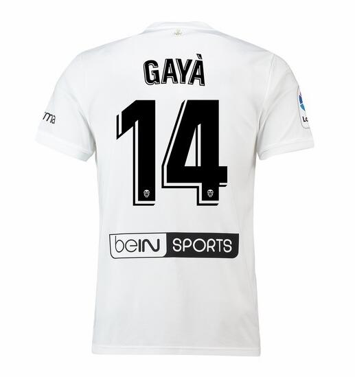 Valencia 2018/19 GAYÀ 14 Home Shirt Soccer Jersey - Click Image to Close