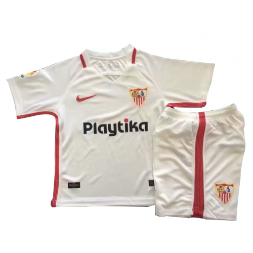 Sevilla 2018/19 Home Kids Soccer Jersey Kit Children Shirt + Shorts