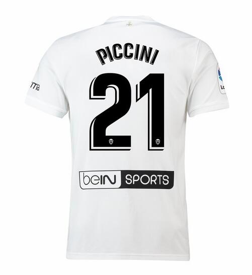 Valencia 2018/19 PICCINI 21 Home Shirt Soccer Jersey - Click Image to Close