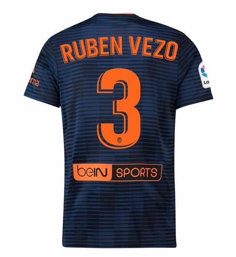Valencia 2018/19 RUBEN VEZO 3 Away Shirt Soccer Jersey - Click Image to Close