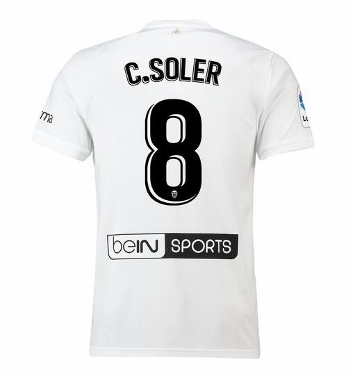 Valencia 2018/19 C. SOLER 8 Home Shirt Soccer Jersey - Click Image to Close