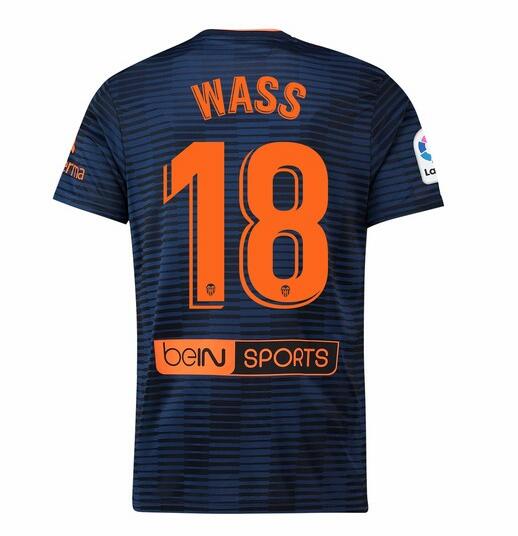 Valencia 2018/19 WASS 18 Away Shirt Soccer Jersey - Click Image to Close