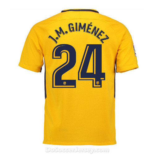 Atlético de Madrid 2017/18 Away J.M.Giménez #24 Shirt Soccer Jersey - Click Image to Close