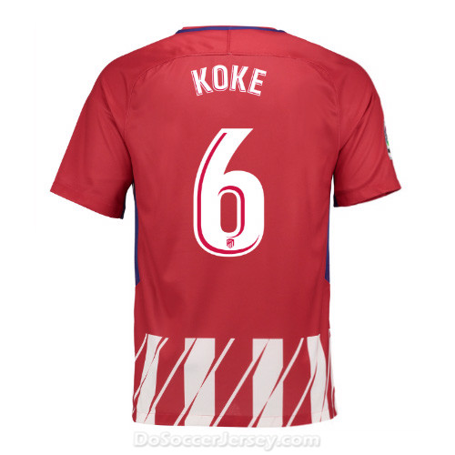 Atlético de Madrid 2017/18 Home Koke #6 Shirt Soccer Jersey - Click Image to Close