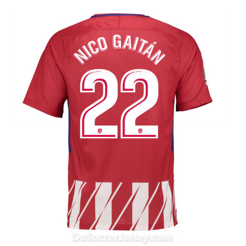 Atlético de Madrid 2017/18 Home Nico Gaitán #22 Shirt Soccer Jersey - Click Image to Close