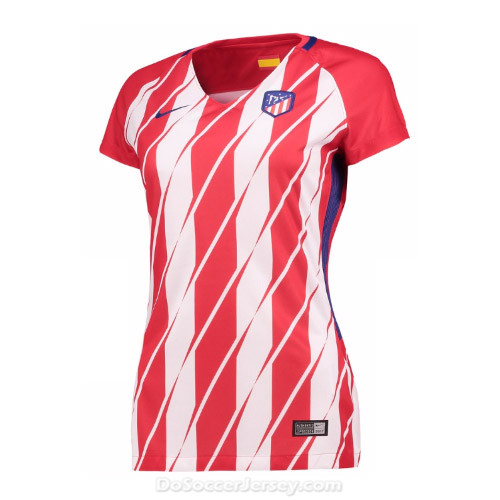 Atletico Madrid 2017/18 Home Women's Shirt Soccer Jersey - Click Image to Close