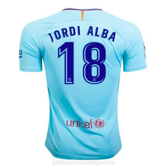 Barcelona 2017/18 Away Jordi Alba #18 Shirt Soccer Jersey - Click Image to Close
