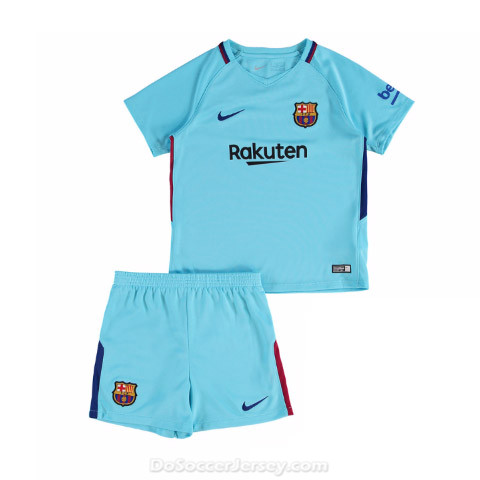 Barcelona 2017/18 Away Kids Soccer Kit Children Shirt And Shorts